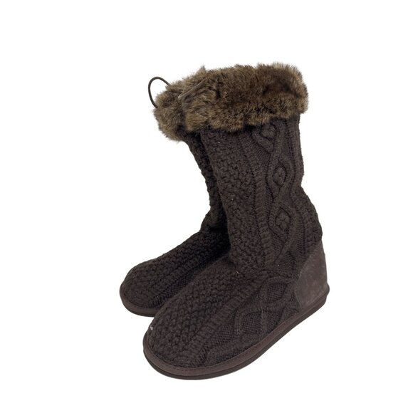 L.L. Bean Womens Cable Knit Faux Fur Lined Slipper Boots Size‎ 11M - Picture 2 of 7